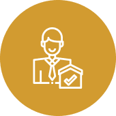 Businessman with house checkmark icon