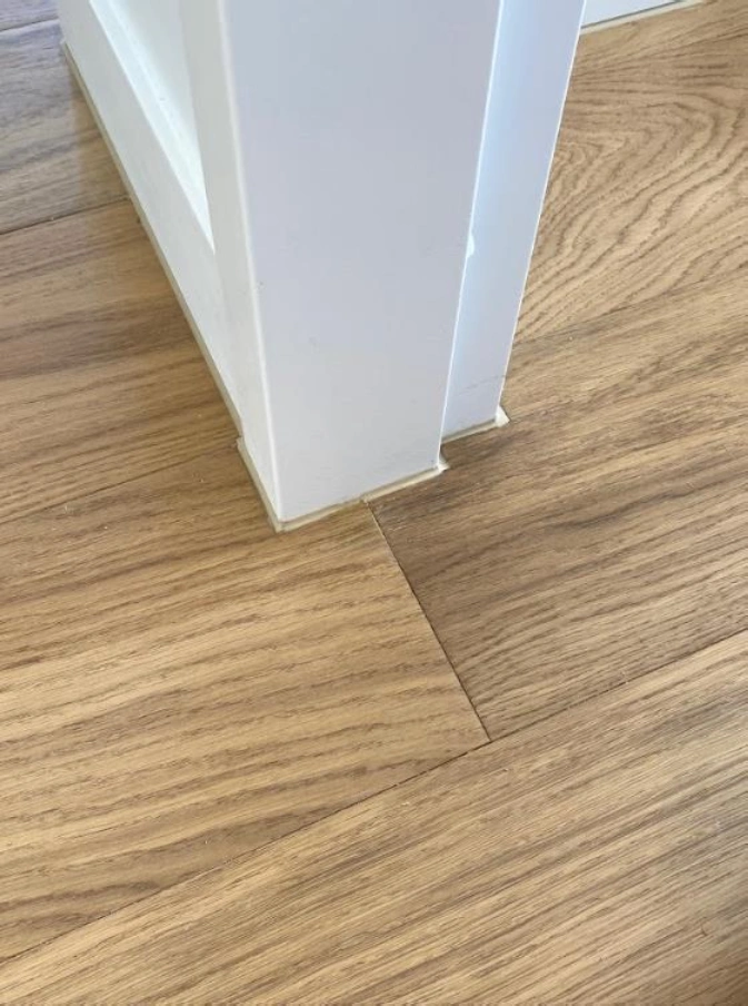 Corner detail of laminate flooring