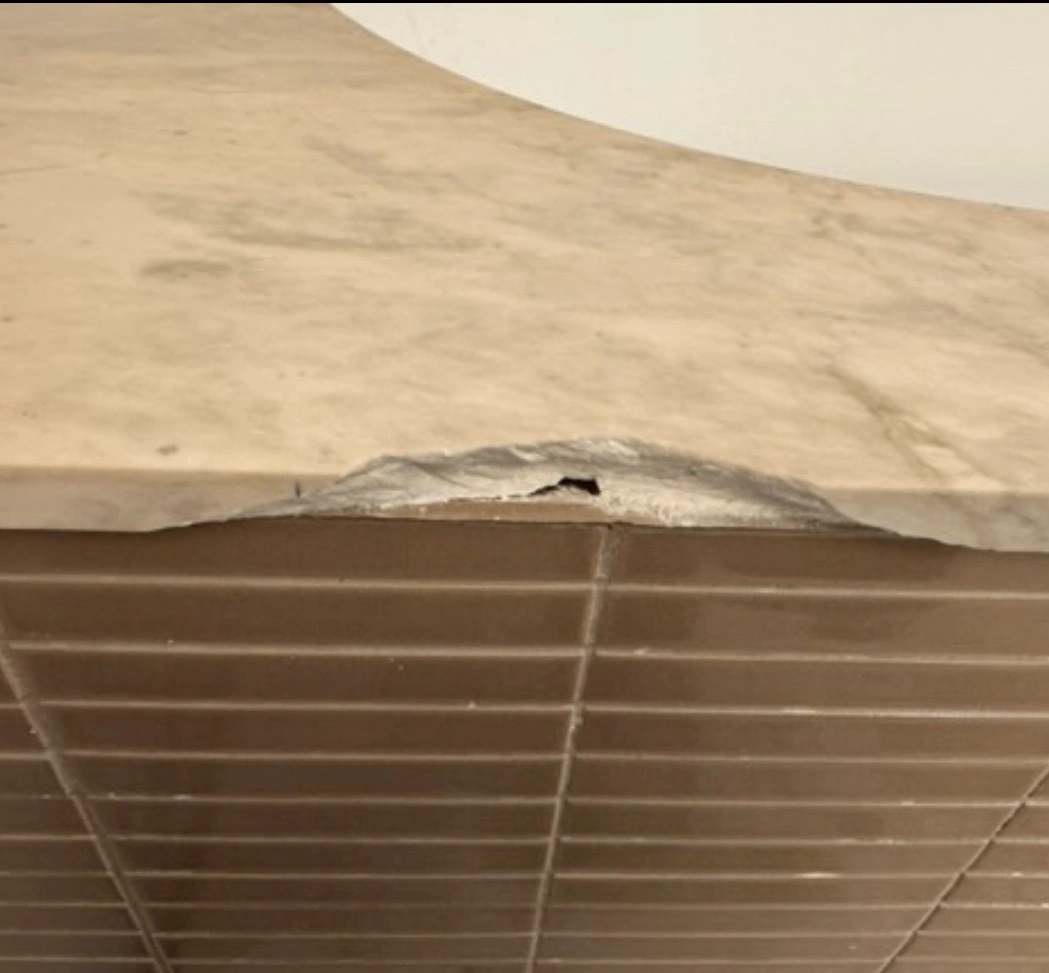 Broken corner on stone countertop