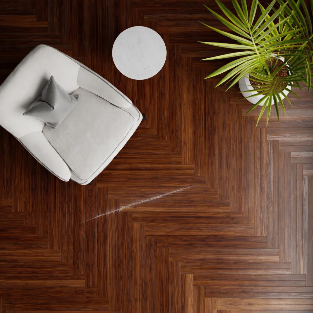 Scratch on herringbone hardwood floor